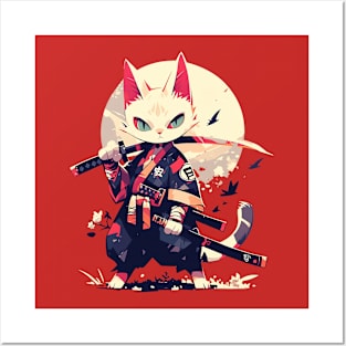 samurai cat Posters and Art